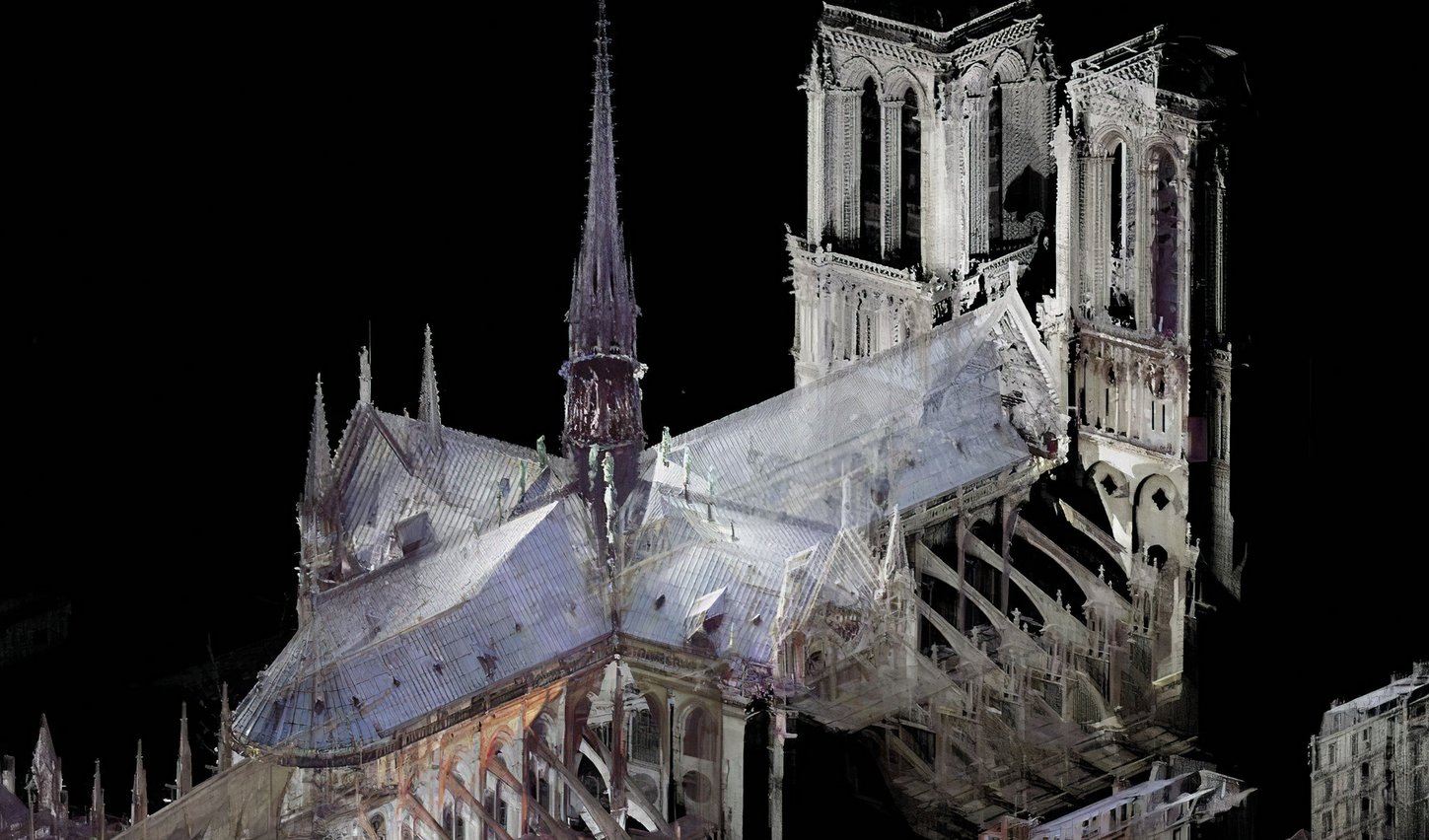 3D-Seitenansicht der Dachkonstruktion der Notre-Dame