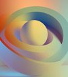 Dreidimensionale Spirale mit Kugel im Zentrum und Farbverlauf