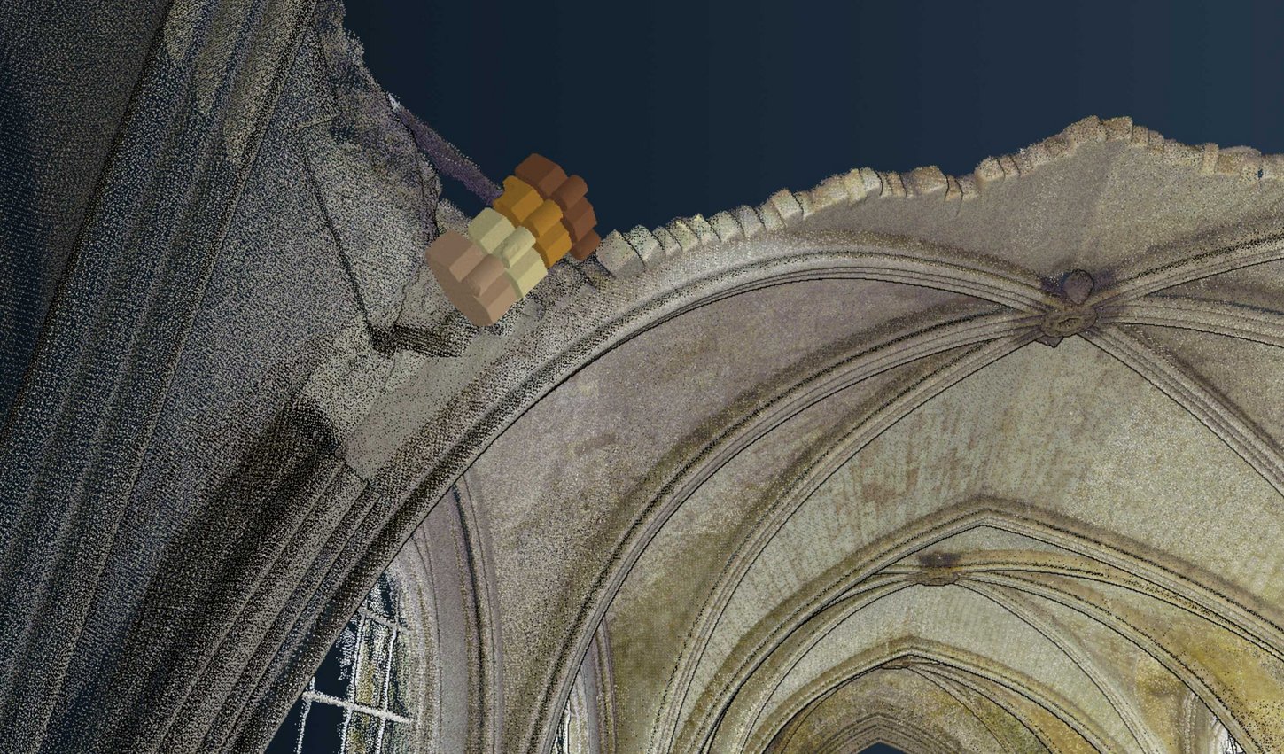 Detail 3-D reconstruction of the vaulted ceiling.